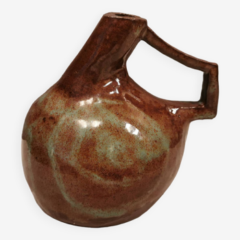 Pichet/vase en céramique, danois dans de belles couleurs marron terreux avec des détails bleu clair/vert.