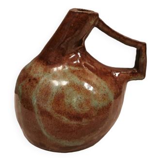 Pichet/vase en céramique, danois dans de belles couleurs marron terreux avec des détails bleu clair/vert.