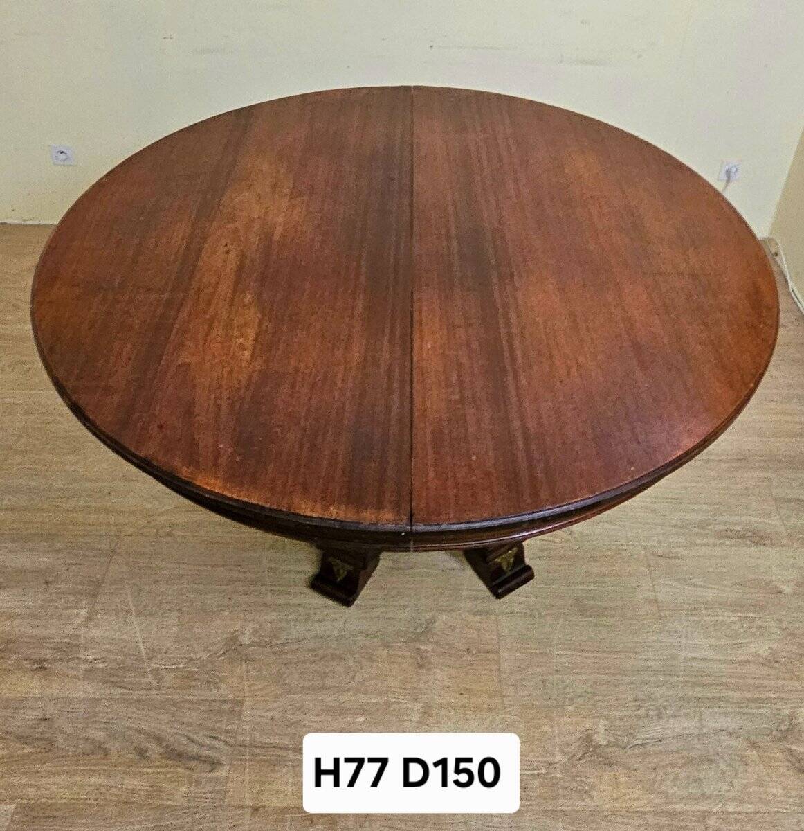 Large extendable round table – column base – Empire period / mahogany