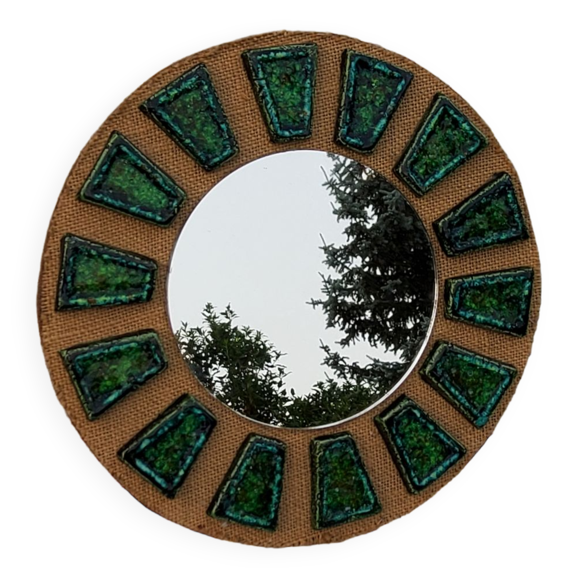Miroir soleil en céramique des années 70