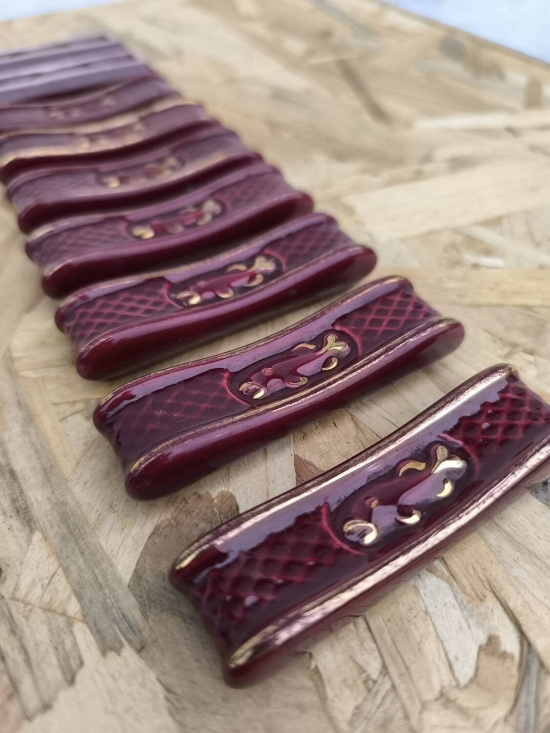 Set of 9 vintage earthenware knife holders