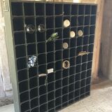 Old wooden shelf door bottle