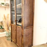 Glass cabinet in bamboo and cane