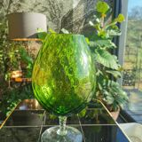 Vintage green glass vase