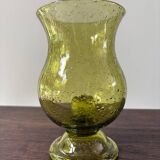 candle holder in biot green bubble glass from the 60s