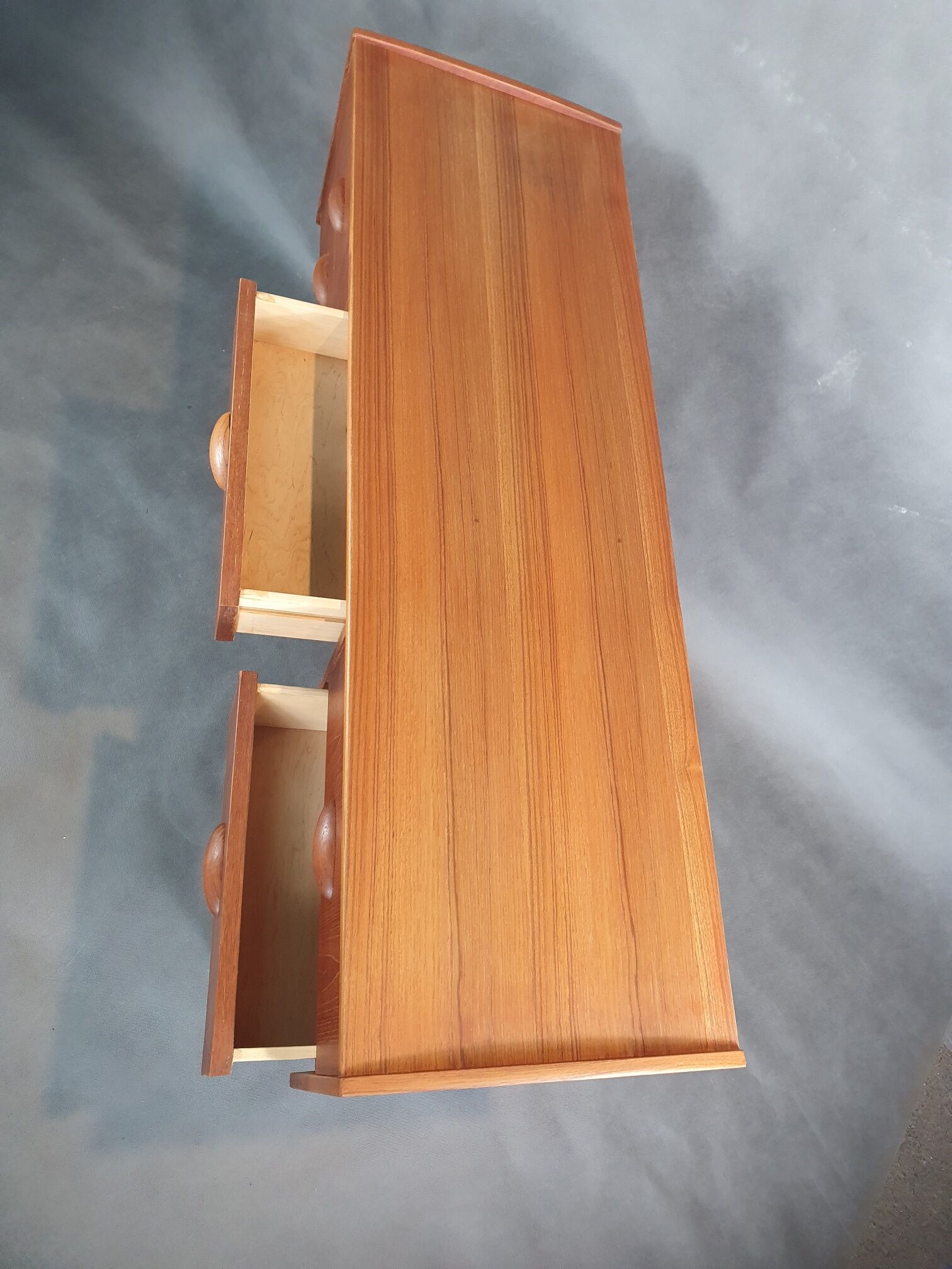 Vintage teak desk with 5 drawers, Restored, Norway 1960