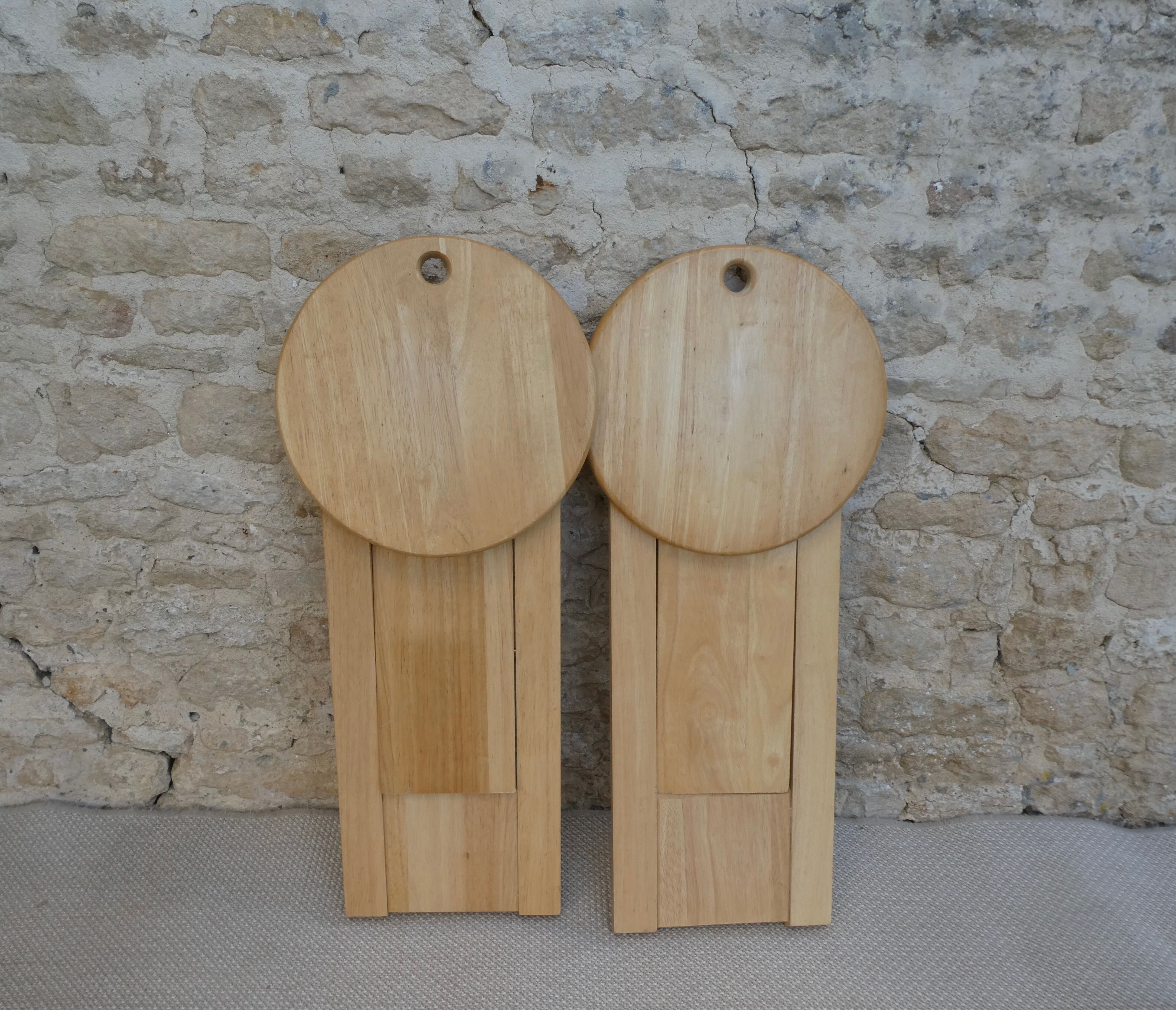 Pair of Adrian Reed wooden folding stools, 70s