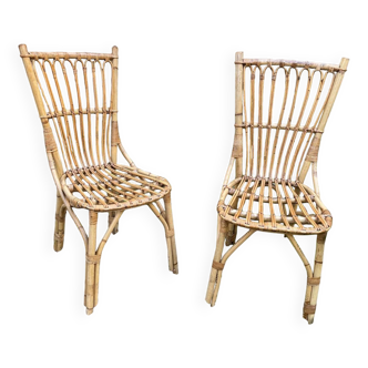 Paire de chaises en rotin