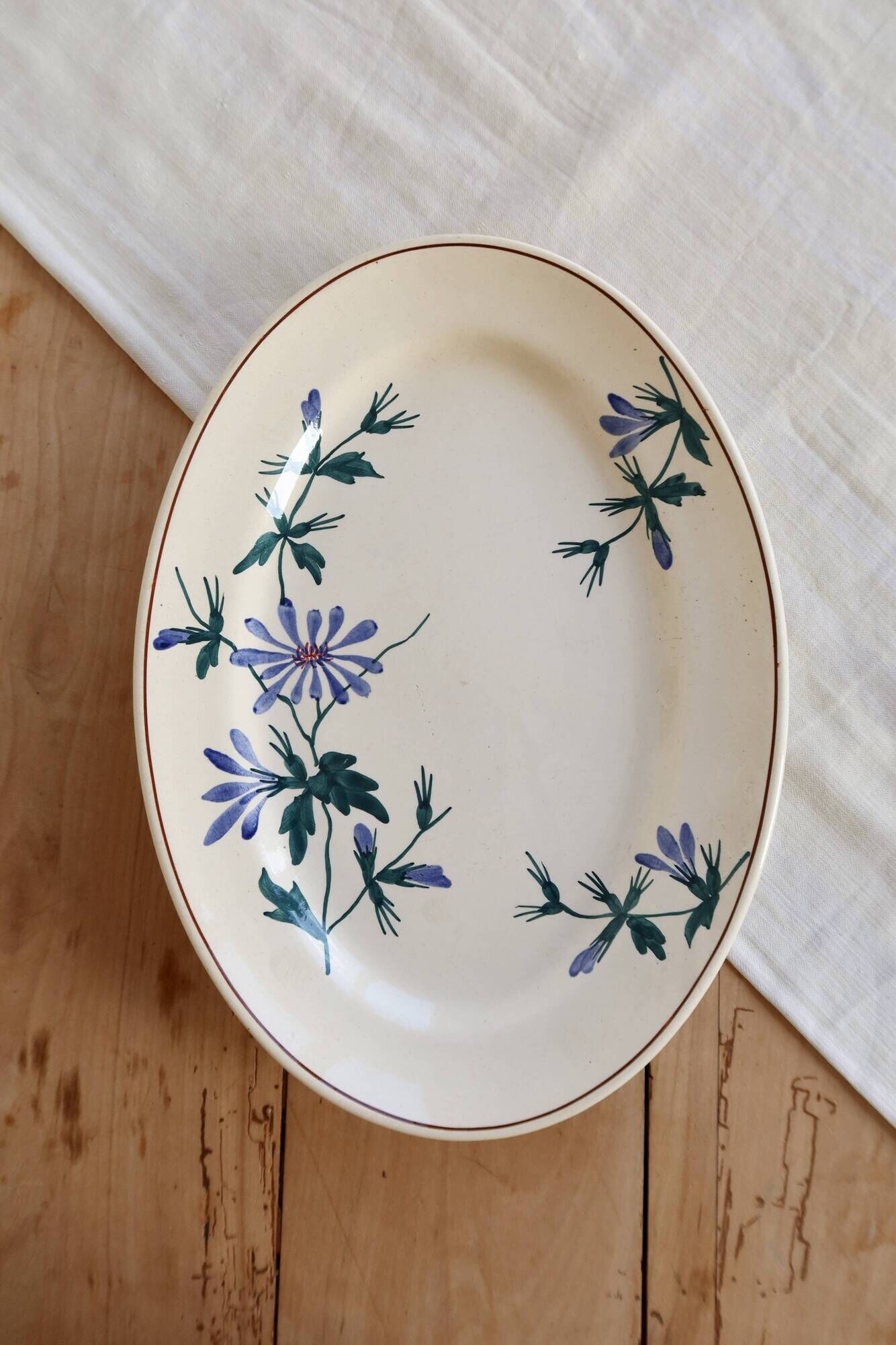 Vintage oval serving dish, Longchamp terre de fer, model Edith.