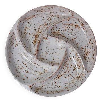 plat apéritif serviteur à hors d'oeuvre en grès beige rose poudré