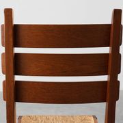 Two Mid-Century Modern Brutalist Oak and Wicker Chairs, 1960