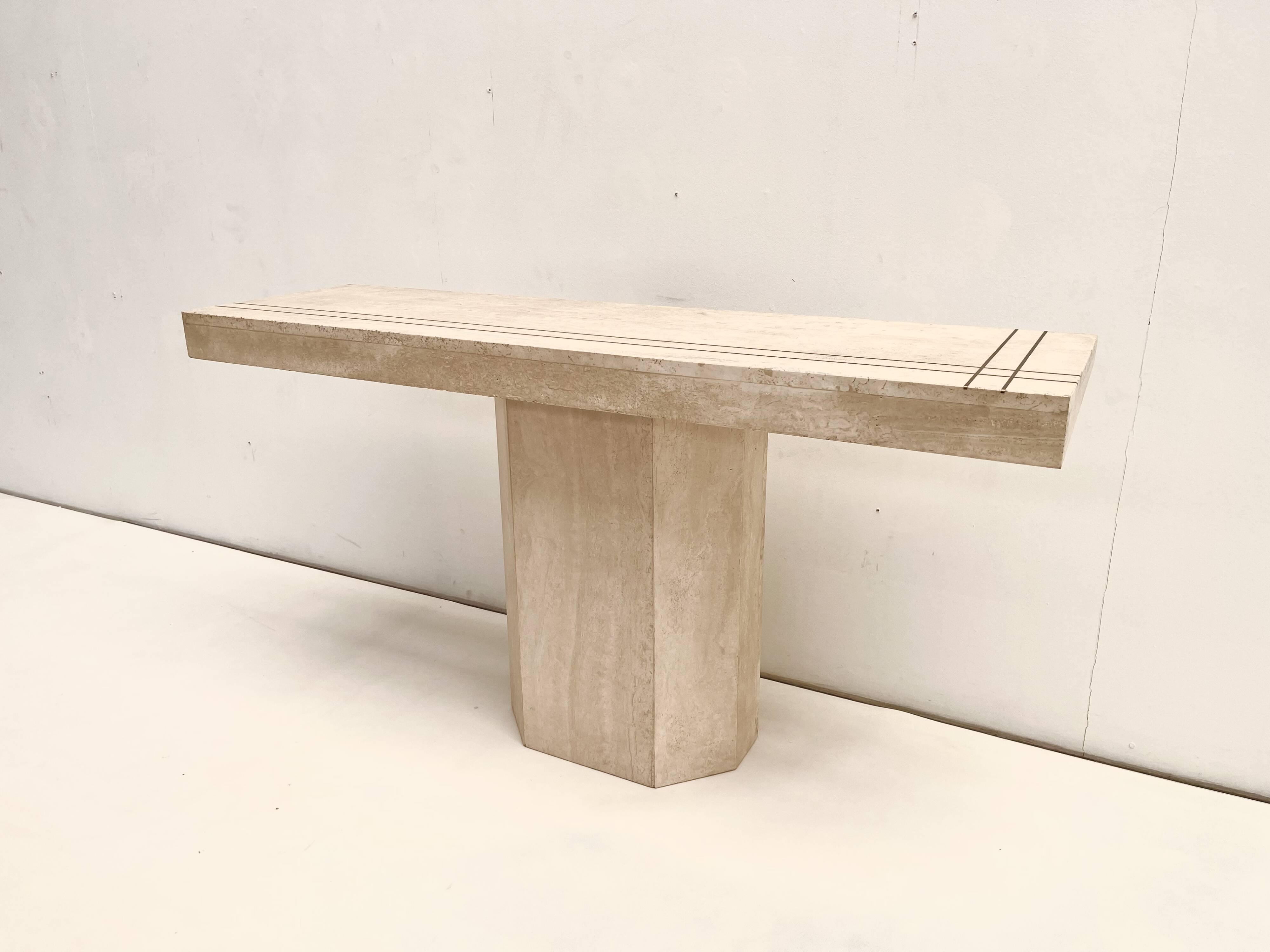 Travertine console 1960's Italy