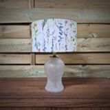 Table lamp, frosted glass base and floral shade