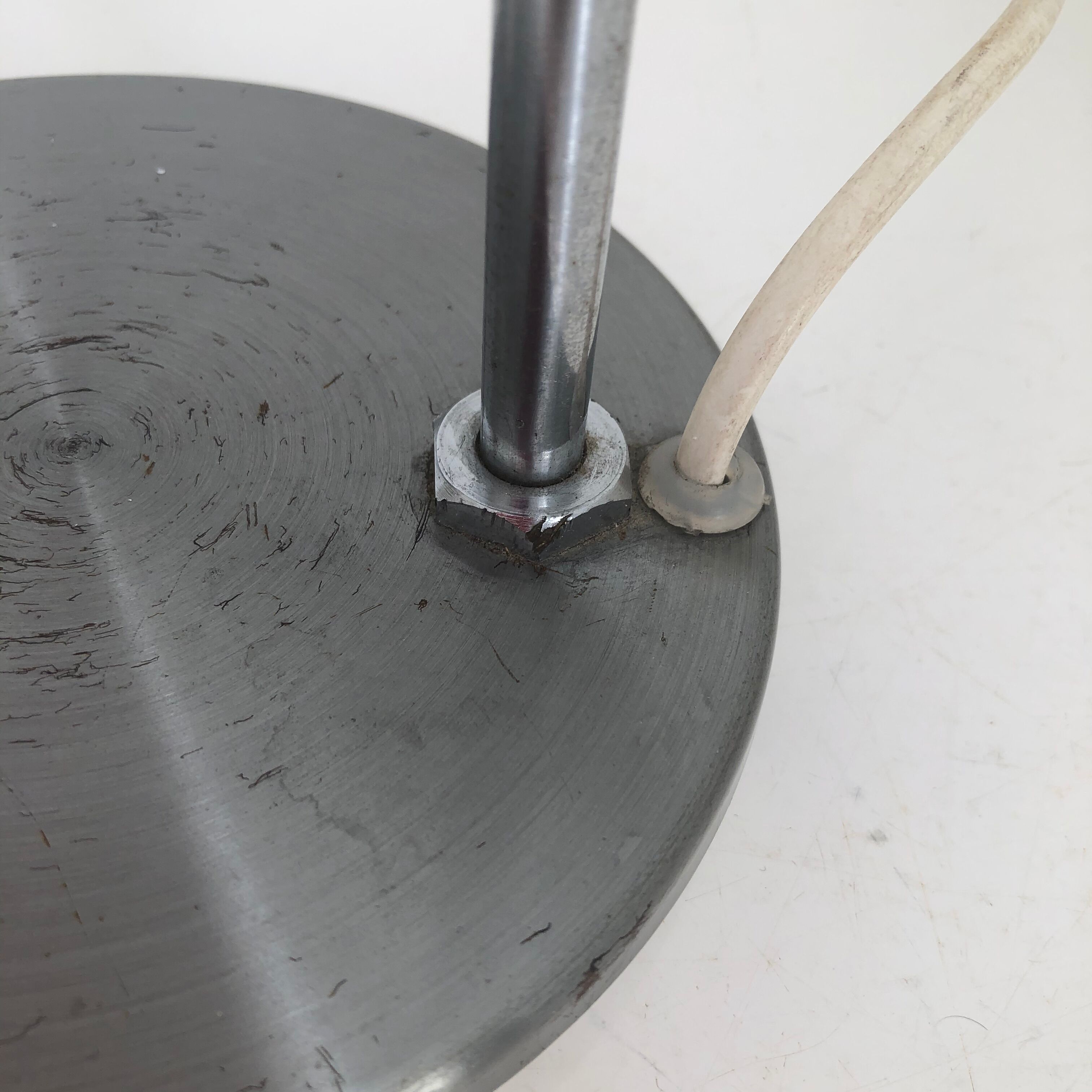 Vintage lamp 1960 table eyeball brushed steel Aluminor - 34 cm