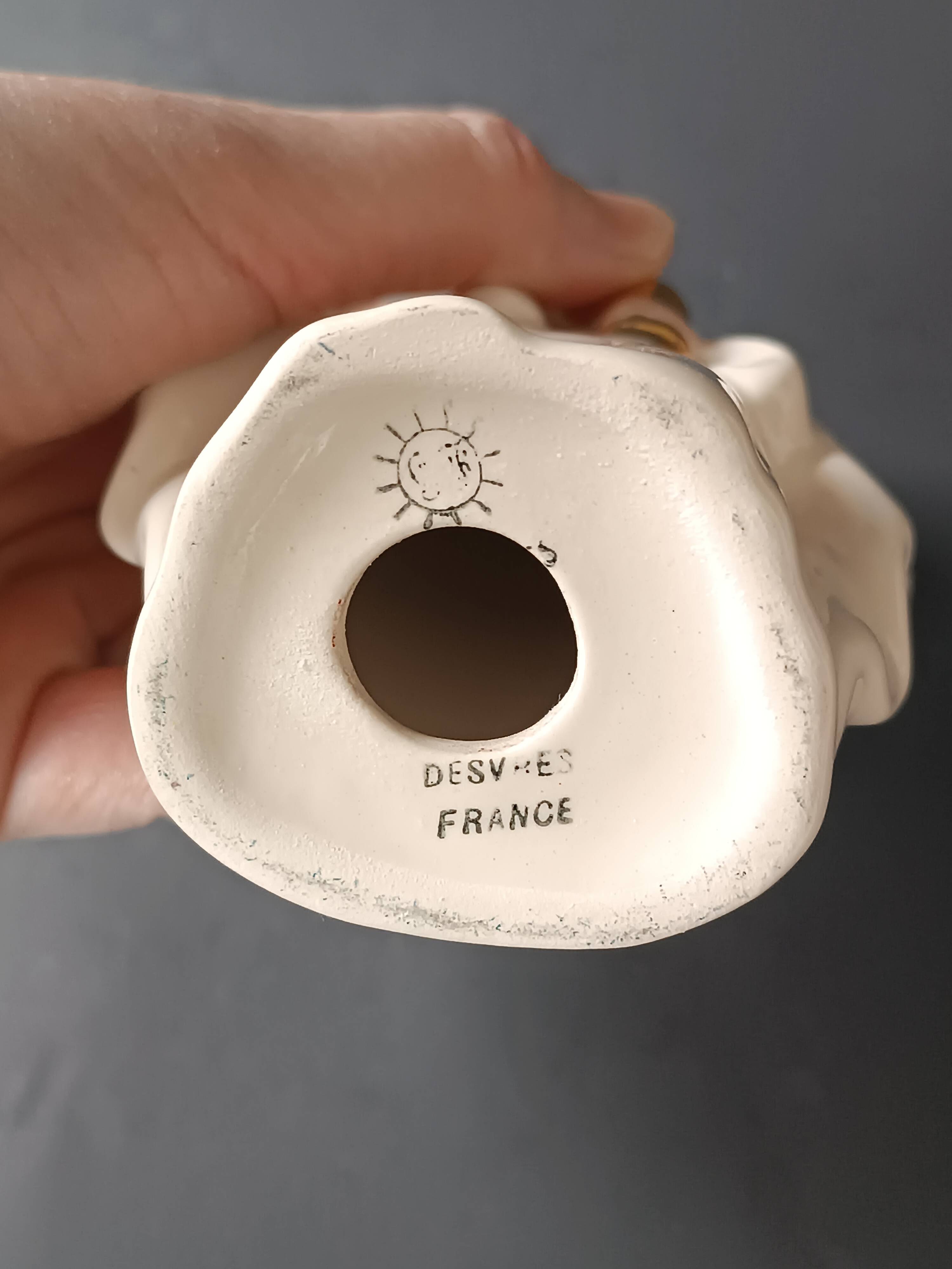 Faience statue from Desvres, communion angel by Gabriel Fourmaintraux.