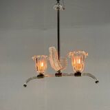 Venetian chandelier in clear Murano glass and brass circa 1950