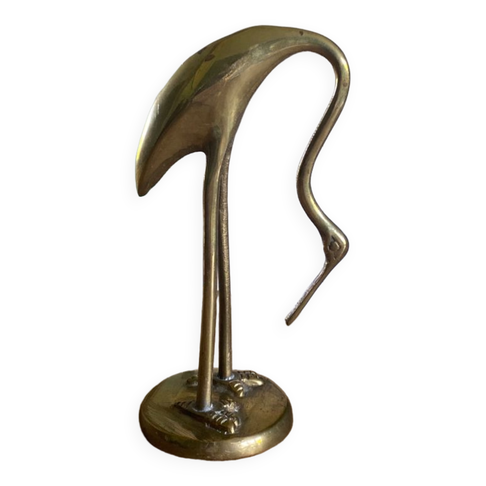 Vintage Brass Crane Bird