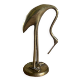 Vintage Brass Crane Bird
