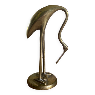 Vintage Brass Crane Bird