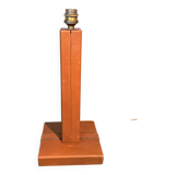 Modernist lamp base in fawn leather 1950s Le Tanneur Paris.