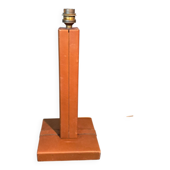Modernist lamp base in fawn leather 1950s Le Tanneur Paris.