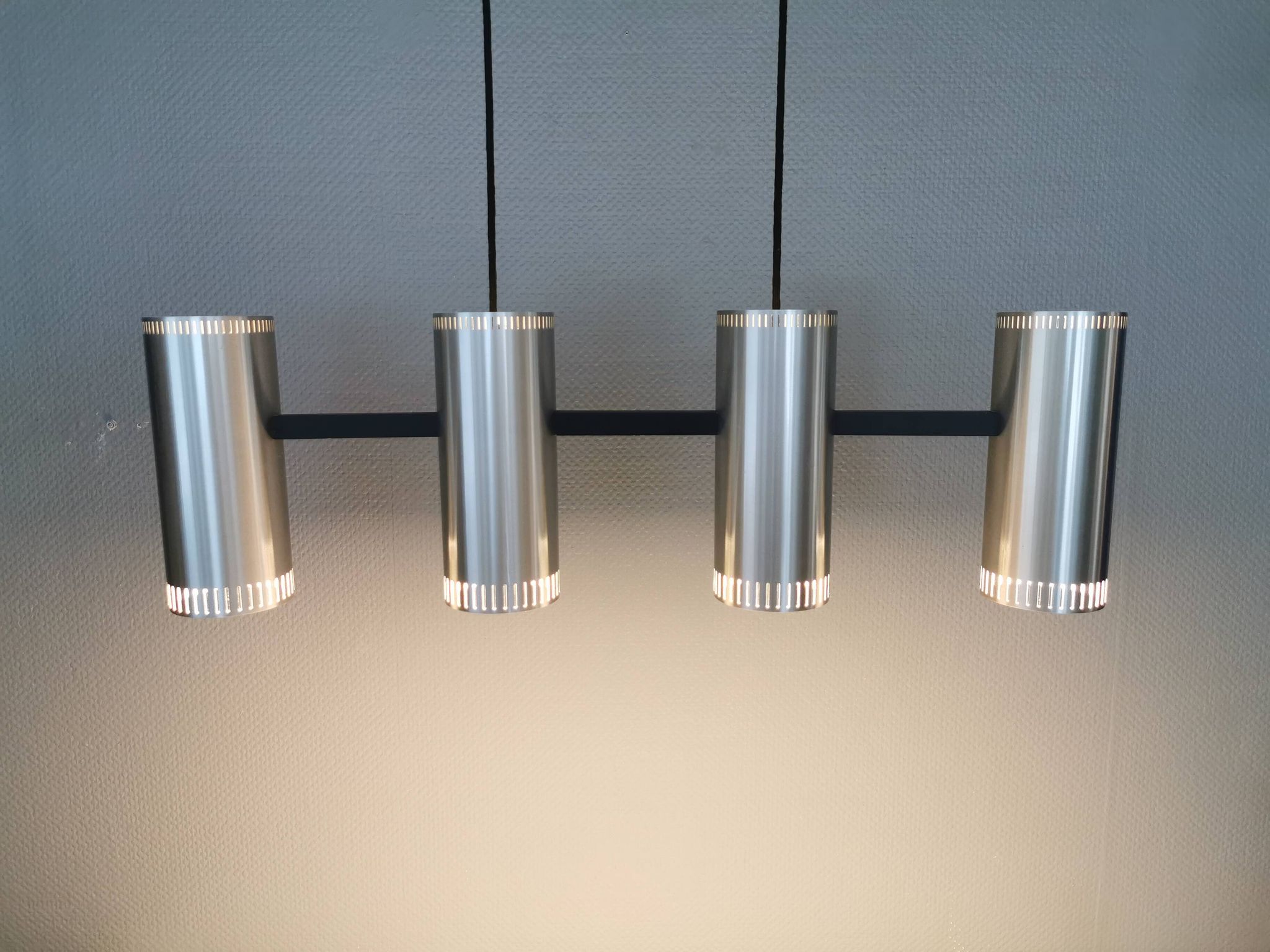 Very beautiful and rare Cylinder IV hanging lamp designed by Jo Hammerborg for Fog og Mørup in 1966.