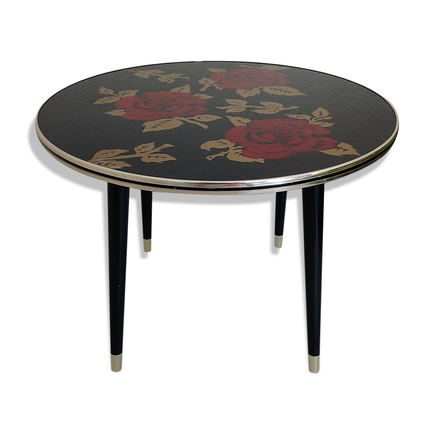 Red rose glass table of the 60s