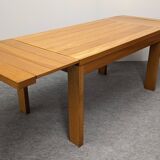 Maison Regain extendable table in solid elm, 1970s-1980s