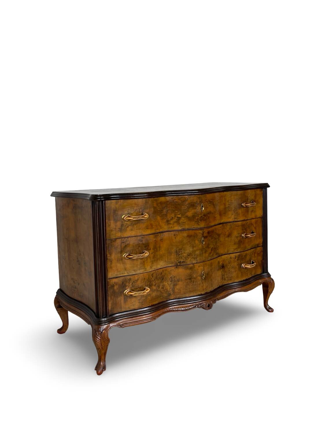 Commode italienne Art déco en loupe de noyer, années 1940-50