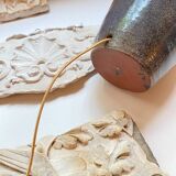 Ceramic lamp, 2 M fabric cable, cotton lampshade