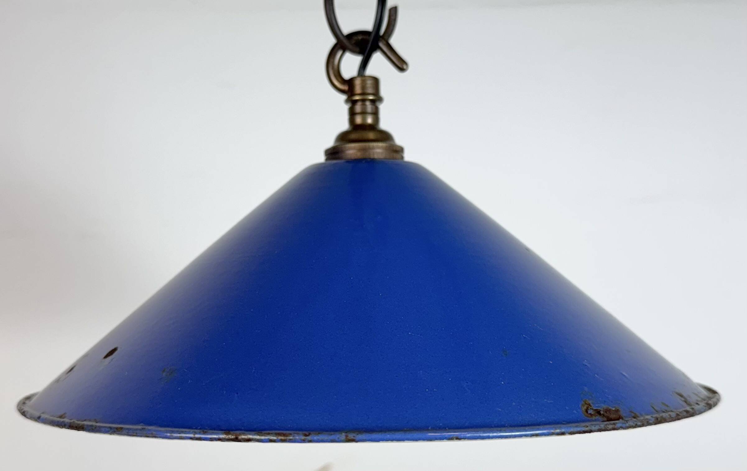 Industrial Blue Enamel Factory Pendant Lamp, 1950s