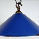 Industrial Blue Enamel Factory Pendant Lamp, 1950s