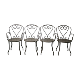 Series of 4 chairs of garden furniture wrought iron full years 60