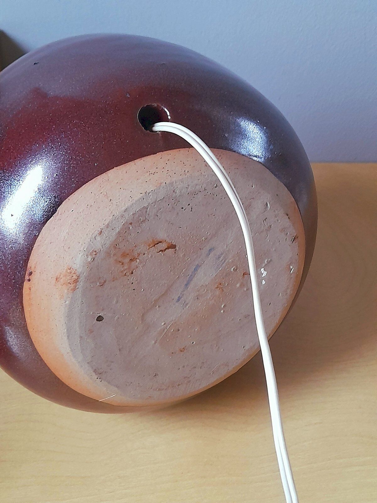 Lampe en céramique émaillée 1960 scandinave violet grès