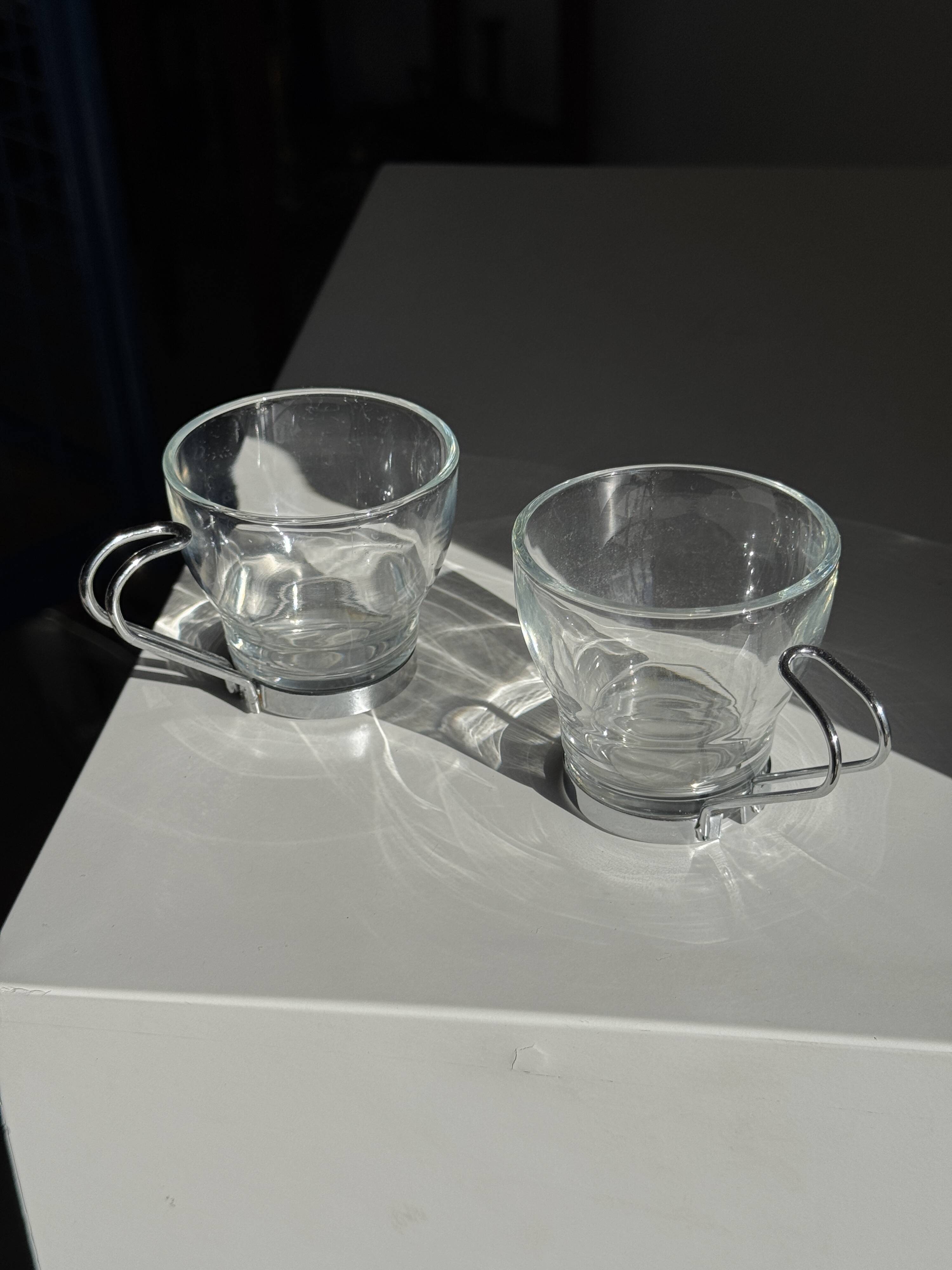 Set of 9 vintage Italian cups with metal handles.