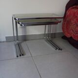 Smoked glass and chrome metal nesting tables
