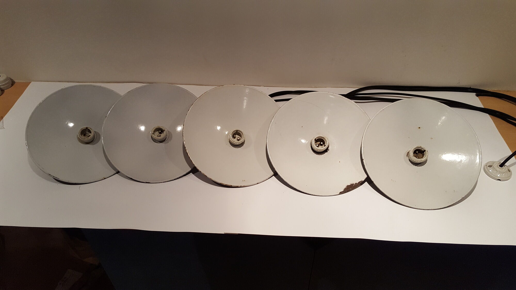 Industrial hanging enamelled sheet metal and porcelain roses