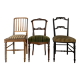Série de 3 chaises anciennes Napoléon III