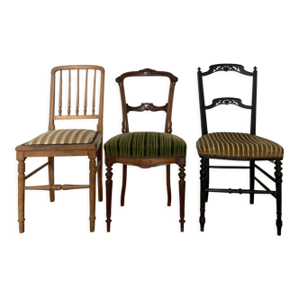 Série de 3 chaises anciennes Napoléon III