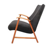 1950s armchair in anthracite velour, completly restored