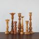 Scandinavian Wooden Candleholders, Set of 7