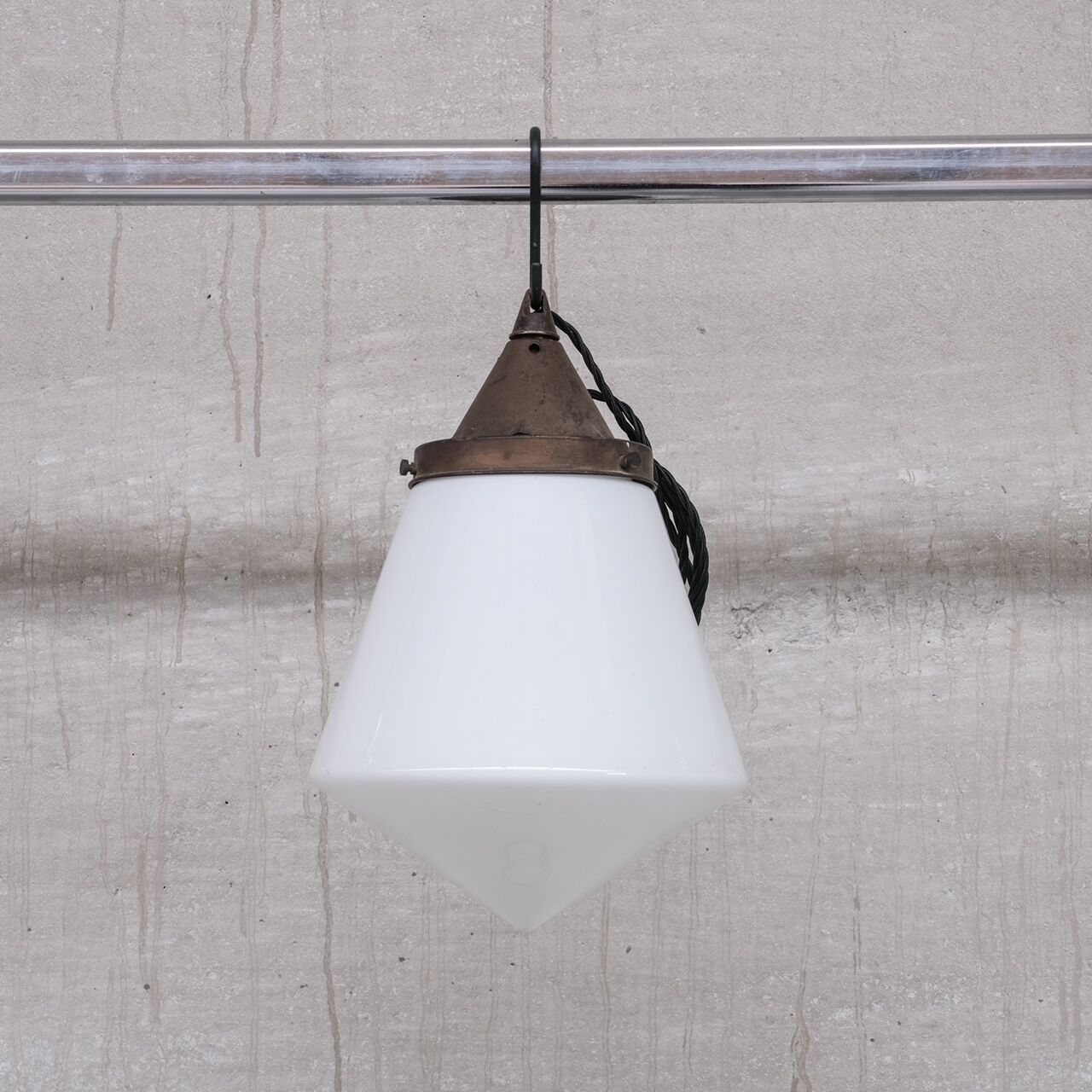 Mid-century opaline conical pendant light