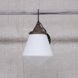 Mid-century opaline conical pendant light