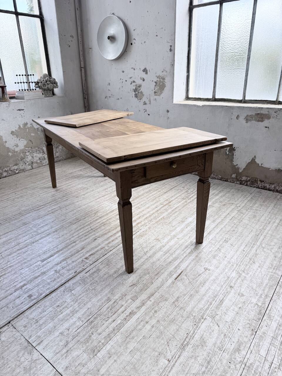 Solid oak farmhouse table with extensions (190-280cm) 1950
