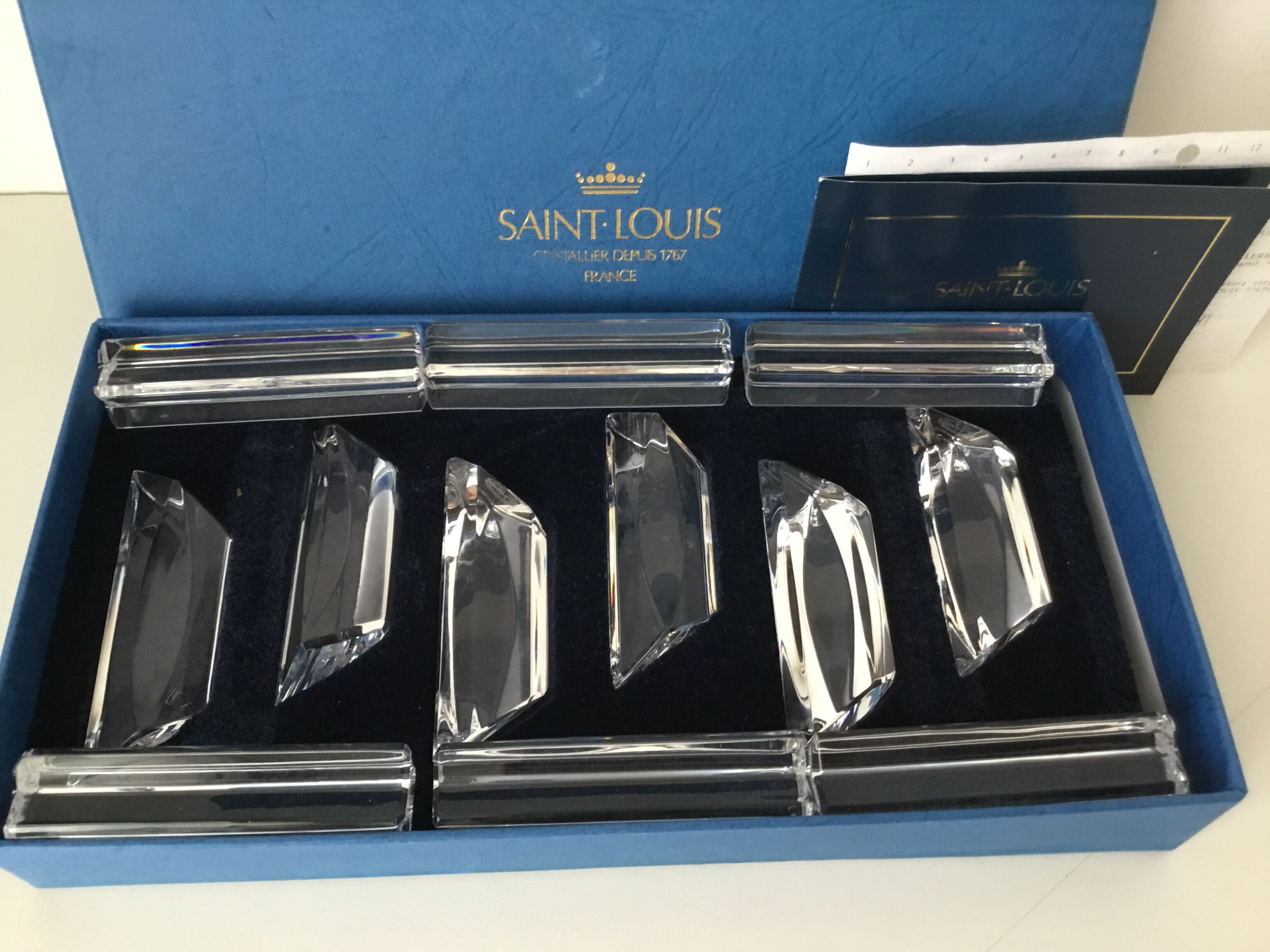 Box of 12 crystal st louis knife holders