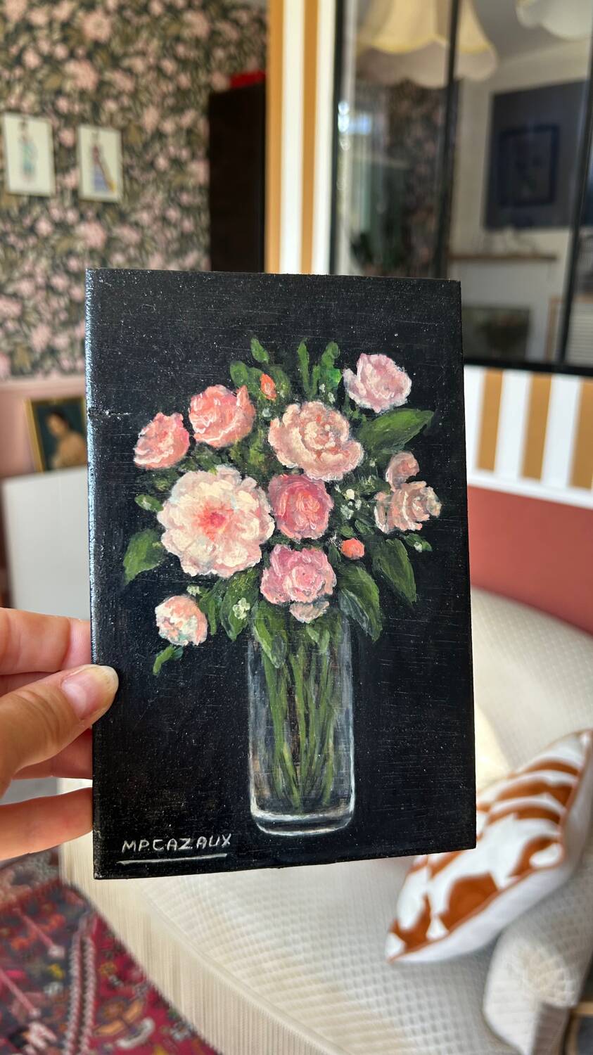 Small oil on panel Flowers