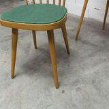 Baumann desk and chair, 1960s, Formica, wood and black, green seat