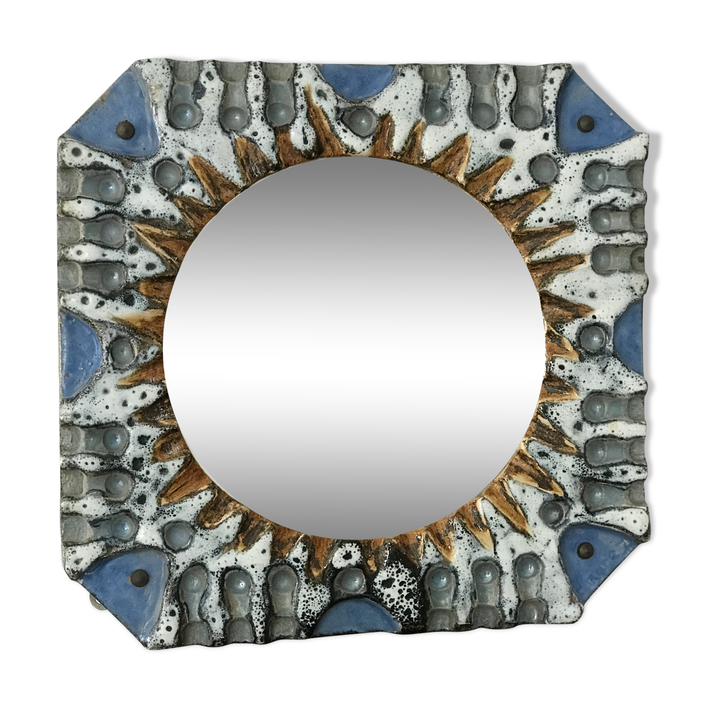 Vintage ceramic mirror - 41x42cm