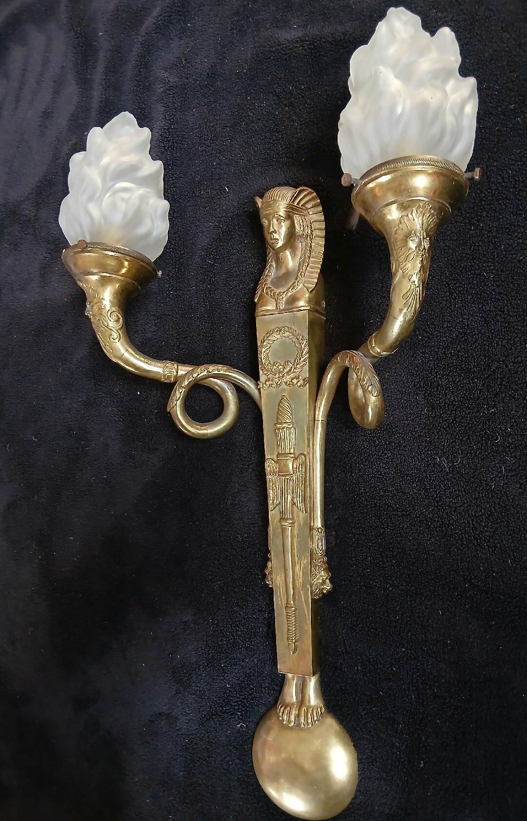 rare applique 1st Empire solid bronze Egyptian sphinx
