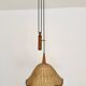 Adjustable Wicker and Teak Pendant Lamp